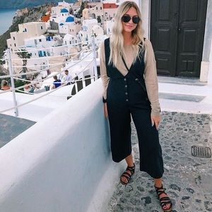 Black button up jump suit